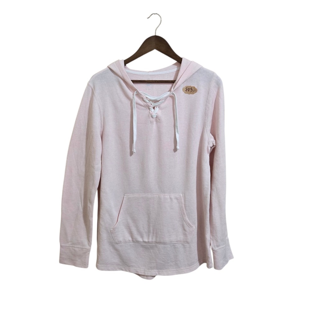 Tunic Women's Hoodie Pink Size‎ LG Pullover Long Sleeve Cotton Blend Pockets